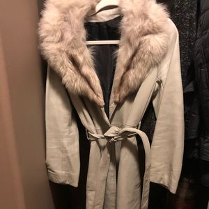 Vintage Leather Fur Jacket size Small